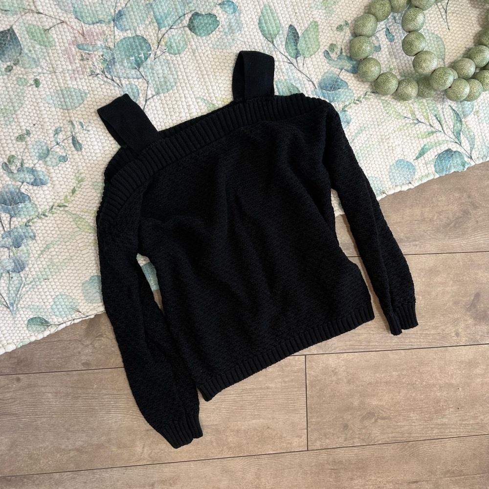 Sonoma Cold Shoulder Black Cotton Acrylic Sweater Size XS